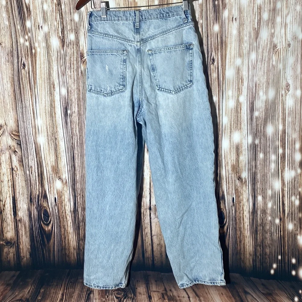 We The Free Jeans-Women's Straight Wide Leg Distressed High Rise 26 - Picture 7 of 11